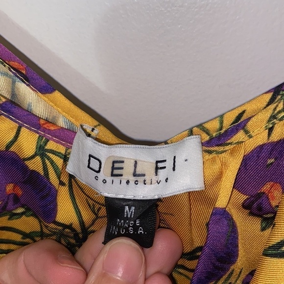 DELFI Collective Savannah Slip Yellow Purple Floral Dress - Picture 13 of 13